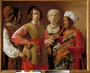 De waarzegster Schilderij door Georges de La Tour (1593-1652) circa 1630, Zon. 1,01x1,23 m New York. Metropolitan Museum door Georges de La Tour