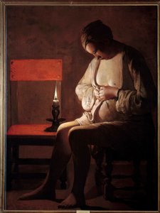 De vrouw heeft de vlo door Georges de La Tour