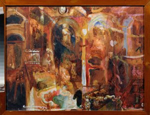 Café - Werk van Georgi Bogdanovich Yakulov (1884-1928), Russische kunst, 20e eeuw, futurisme door Georgy Bogdanovich Yakulov