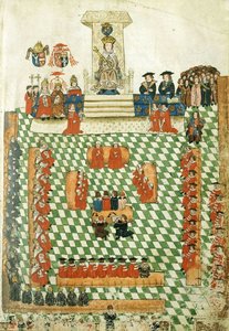 Koning Hendrik VIII bij de opening van het parlement van Engeland in Bridewell Palace, 1523 (21114470070)
