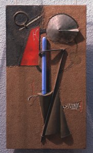 Gekleurde constructie van materialen, nummer 7 (stilleven) door Georgii Avgustovich Stenberg