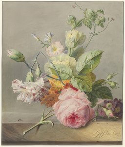 Bloemenstilleven. Rond 1800-25 door Georgius Jacobus Johannes van Os