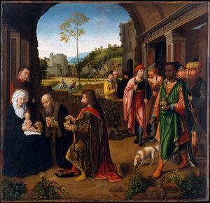 De aanbidding der wijzen, ca. 1520 door Gerard (studio of) David