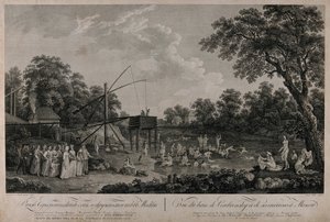 Uitzicht op de Serebryanichesky badhuizen in Moskou, 1796 door Gerard Barthe de la