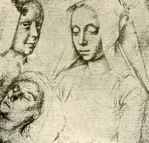 Drie vrouwelijke hoofden, eind 15e-begin 16e eeuw, 1908 door Gerard David