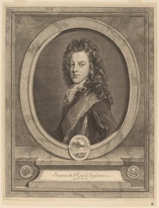 James III, Prins van Wales door Gerard Edelinck after François de Troy