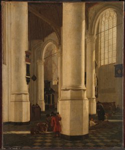 Interieur van de Oude Kerk in Delft, met het graf van viceadmiraal Pieter Pietersz Heijn