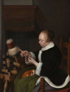 De spinster, 1652 door Gerard Ter Borch the Younger