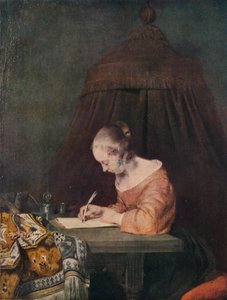 Vrouw die een brief schrijft