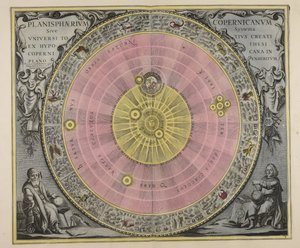 Planisphaerium Copernicanum, sive, Systema universi totius creati ex hypothesi Copernicana in plano exhibitum door Gerard Valck