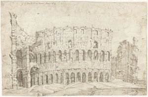 Exterieur van de ruïnes van het Colosseum, Rome door Gerard ter Borch