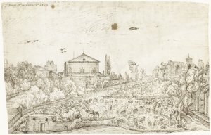 Gezicht op de San Stefano Rotondo, Rome, vanuit het noorden