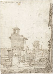 Gezicht op de Via Panisperna naar de Santa Maria Maggiore, Rome