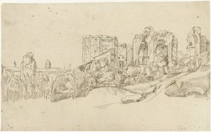 Ruïnes van de Thermen van Trajanus door Gerard ter Borch (II)