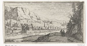 Rivier in een berglandschap door Gerard van Honthorst