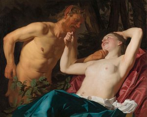 Sater en nimf door Gerard van Honthorst