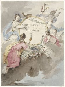 Titelblad voor kunstboek met Gecouleurde Teekeningen