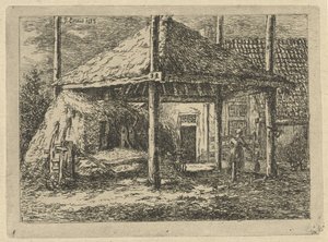 Hooiberg Dak van een hooischelf te Pernis door Gerardus Emaus de Micault