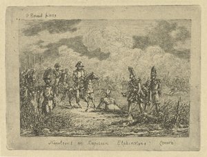 Napoleon bij gesneuvelde soldaten