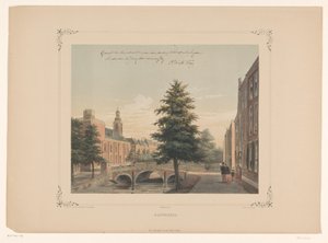 Gezicht op de Rapenburg in Leiden door Gerardus Johannes Bos