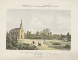 Kerk en portierswoning achter de Meerenberg