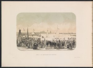 Wedstrijd voor ijszeiljachten op de Maas te Rotterdam, 1855 door Gerardus Johannes Bos