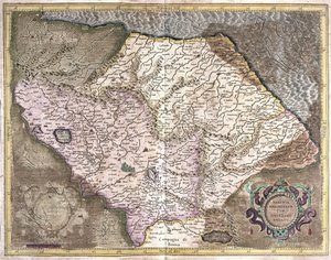 Ancona en Spoleto, Italië (gravure) door Gerardus Mercator