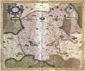 Bourges (vallei van de Loire), Frankrijk (gravure) door Gerardus Mercator