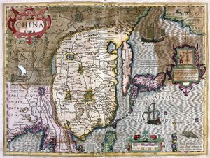 China (gravure) door Gerardus Mercator