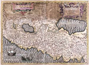Heilige Land en Palestina (gravure) door Gerardus Mercator