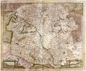 Hongarije (gravure) door Gerardus Mercator