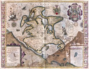 Eiland Rügen, Duitsland (gravure) door Gerardus Mercator