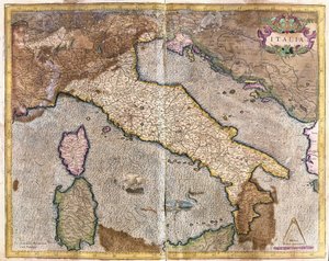Italië (gravure) door Gerardus Mercator