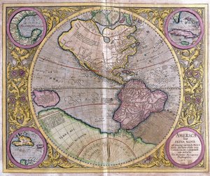 Noord- en Zuid-Amerika en Nieuw-Guinea door Gerardus Mercator
