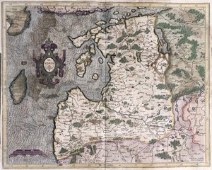 Noordelijke Baltische regio, Riga, Letland (gravure) door Gerardus Mercator