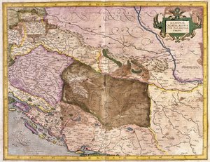 Sclavonië, Kroatië, Bosnië en Dalmatië (gravure) door Gerardus Mercator