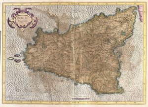 Sicilië, Italië (gravure) door Gerardus Mercator