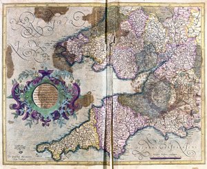 Zuidwest-Engeland (gravure) door Gerardus Mercator