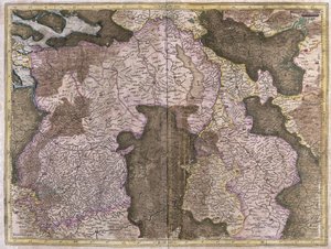 Ongenoemde kaart van Brabant: België en Nederland (gravure) door Gerardus Mercator