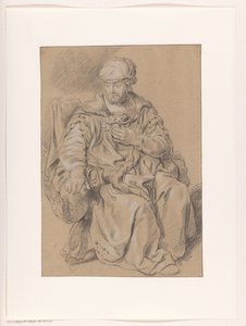 Zittende oosterse man