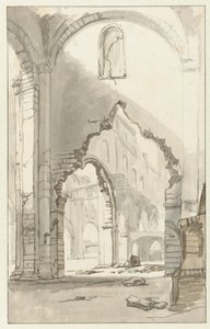 Interieur van de Nieuwe Kerk in Amsterdam, na de Grote Brand van 1645