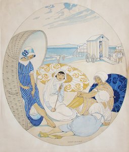 Praten op het Deense strand door Gerda Wegener