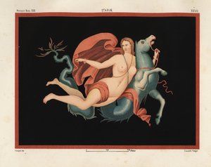 Een Nereïde (zeenimf) in mantel en armbanden rijdend op een zeemonster of hippocampus, half paard en half vis door Geremia Discanno