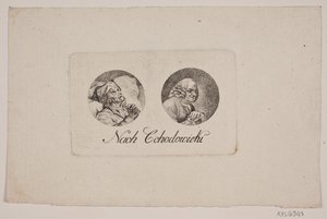 Blad met twee tondoportraits door Gerhard Ludvig Lahde