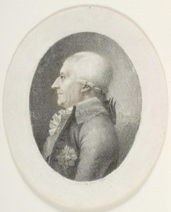 Portret van A.P. Bernstorff, graaf, minister-president (1735-1797). Borstbeeld. Profiel naar links
