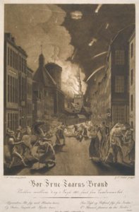 De brand van de toren van de Onze-Lieve-Vrouwekerk door Gerhard Ludvig Lahde