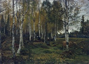 Berkenbos in de herfst door Gerhard Peter Frantz Vilhelm Munthe