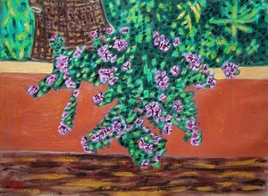 Roze periwinle, 2024 (olieverf op doek) door Gerhardt Isringhaus