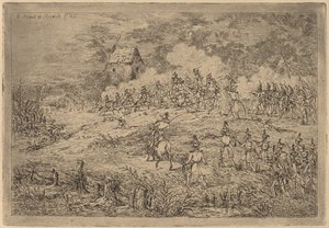 Aanval van de cavalerie door Gerhardus Emaus de Micault