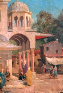 Buiten de moskee, 1823-1900 door Germain Fabien Brest